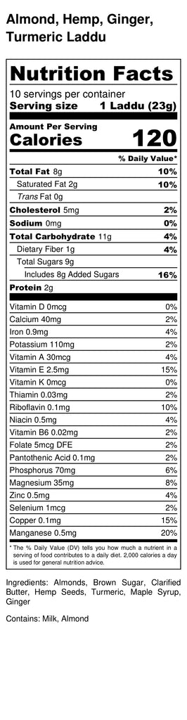 Vegan Almond, ginger, hemp, turmeric laddu