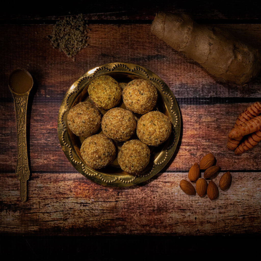 Vegan Almond, ginger, hemp, turmeric laddu