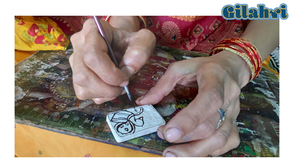 Madhubani Hand painted Fridge Magnet Rakhi - Mayur