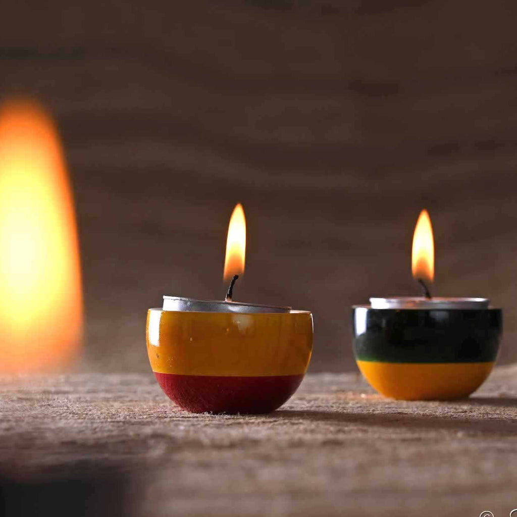 Channapatna lacquer tea light holders