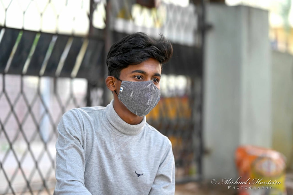 Pochampally (Ikkat) black color face mask