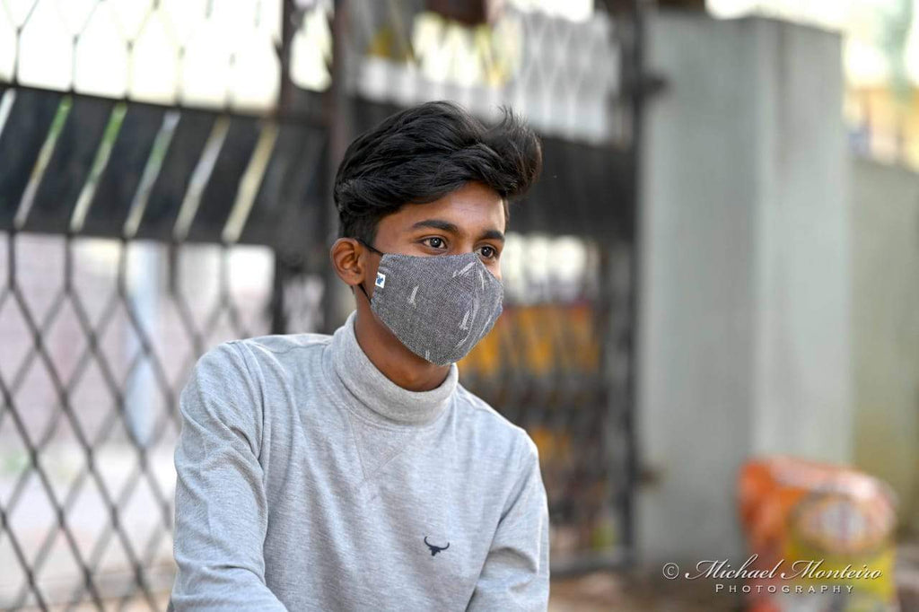 Pochampally (Ikkat) denim face mask